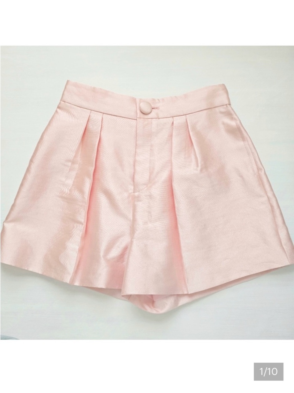 Cynthia Rowley pink silk blend pleated high-waisted shorts